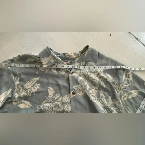 Tommy Bahama Men’s Silk Floral Short Sleeve Button Up Shirt Green/Blue Wht SZ L - Picture 4 of 6